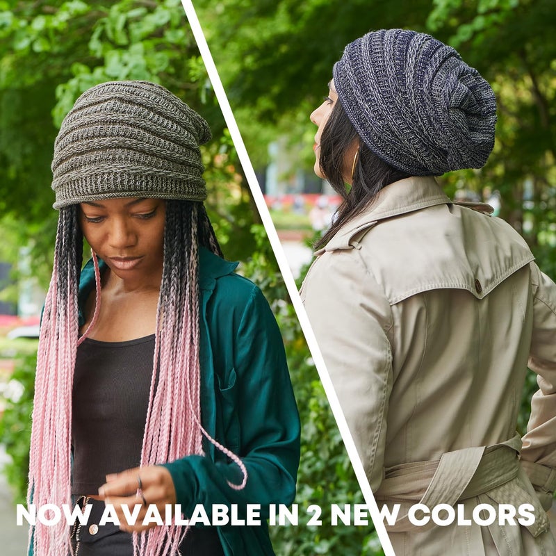 CHARM Extra Slouchy Summer Beanie for Men - Women Baggy Hipster Knit Cotton Slouch Hat Black - Image 3